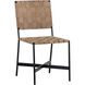 Omari Suede Light Tan Leather Dining Chair, Set Of 2